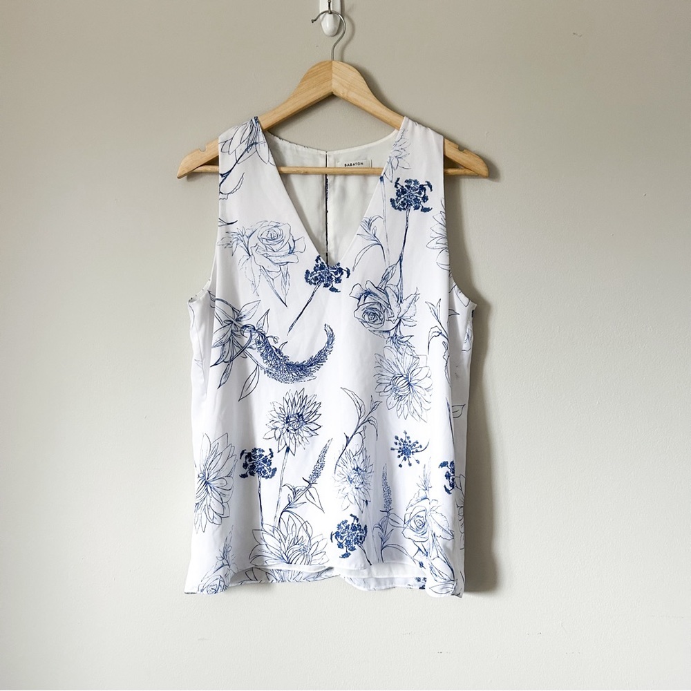 Babaton White and Blue Floral Blouse - Picture 2 of 12